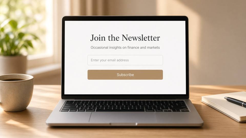 Simple free newsletter signup form on a laptop, no sales pitch